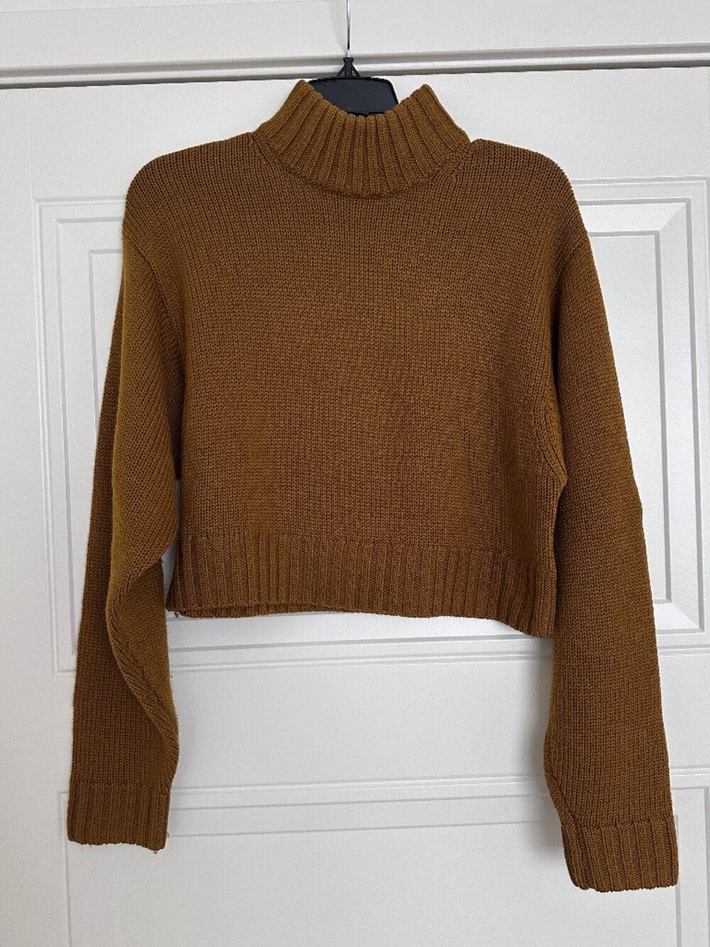 Wilfred Free Aritzia Mustard Yellow 100% Merino Wool Cropped Turtleneck Sweater